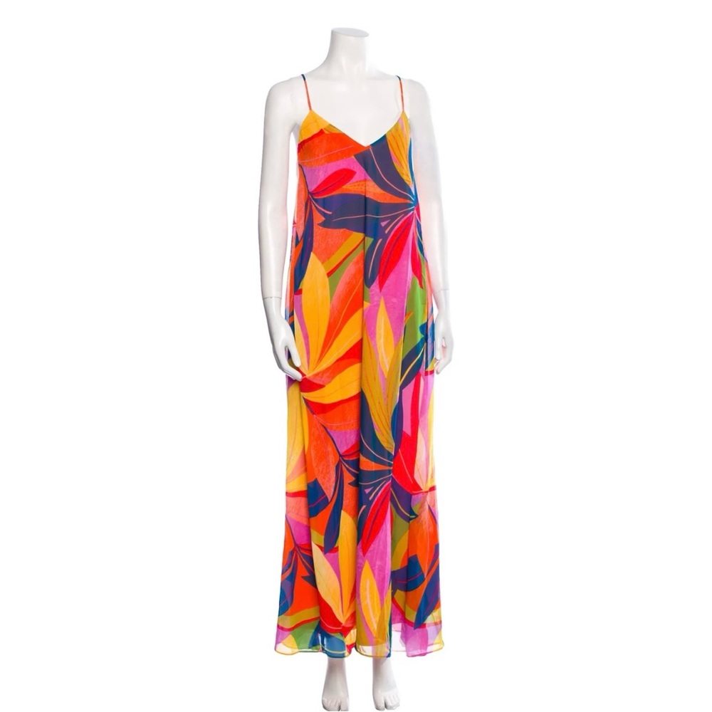 NWT Nicole Miller REVOLVE Maxi Tropical Print Sundress Resortwear Summer - Picture 2 of 8